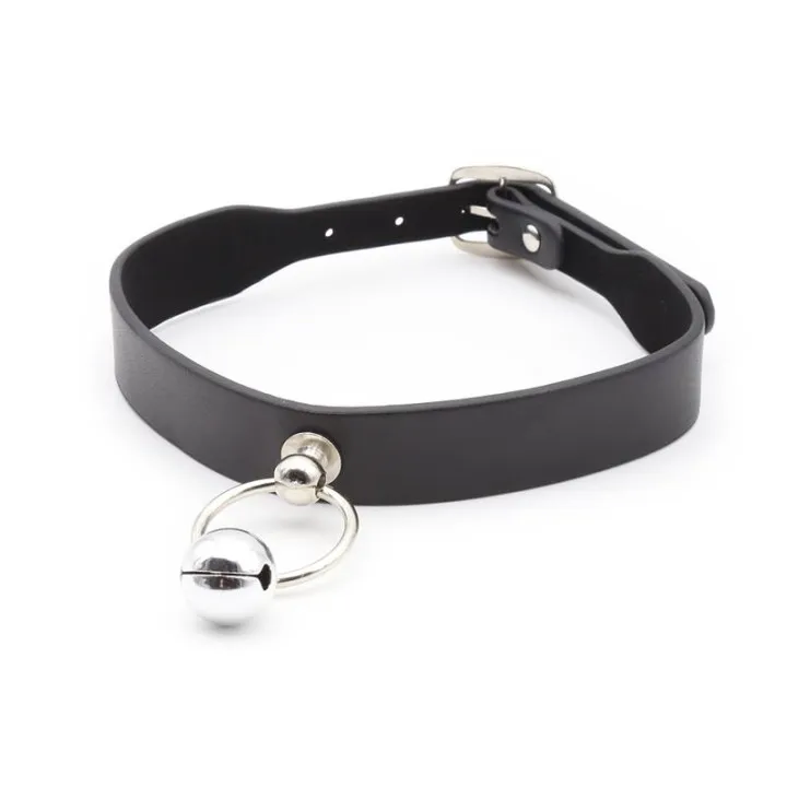 Collar con Aro y Cascabel Negro de Latetobed Bdsm Line
