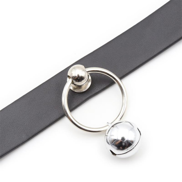 Collar con Aro y Cascabel Negro de Latetobed Bdsm Line | VibraZon