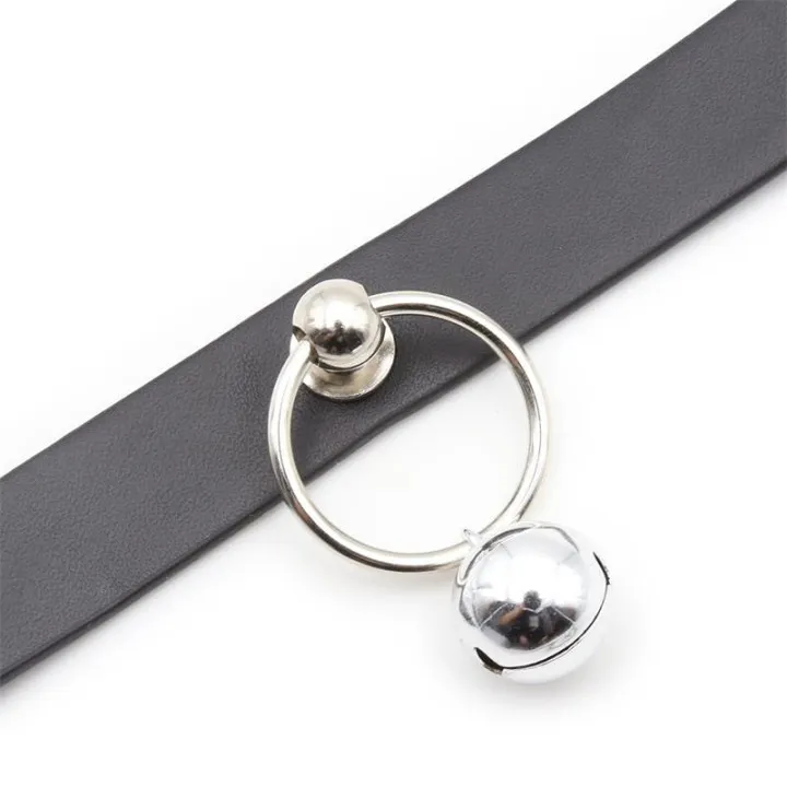 Collar con Aro y Cascabel Negro de Latetobed Bdsm Line