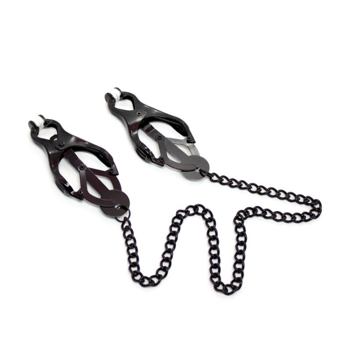 Pinzas Japonesas para Pezones con Cadena Negro de Latetobed Bdsm Line | VibraZon