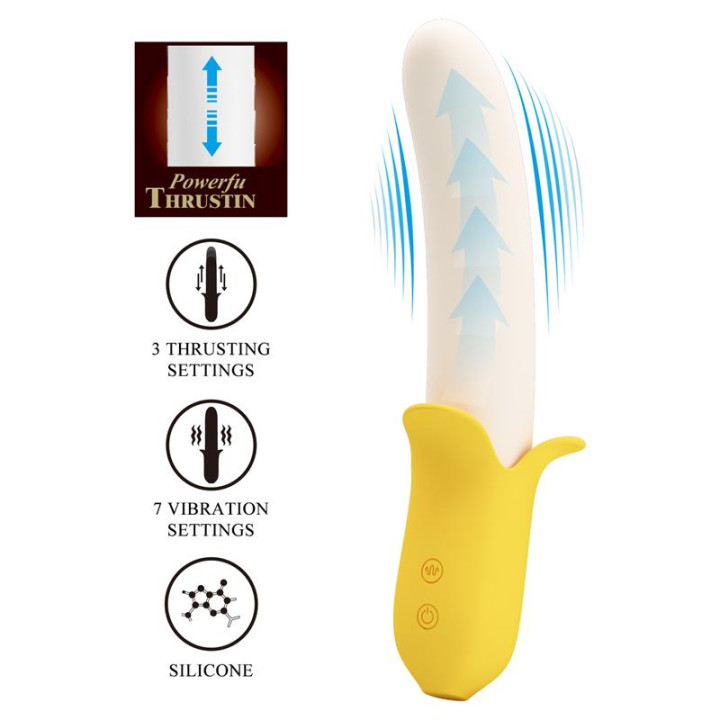 Banana Geek Vibrador con Thrusting USB de Prettylove | VibraZon