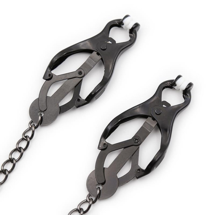 Pinzas Japonesas para Pezones con Cadena Negro de Latetobed Bdsm Line | VibraZon