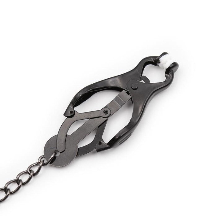 Pinzas Japonesas para Pezones con Cadena Negro de Latetobed Bdsm Line | VibraZon