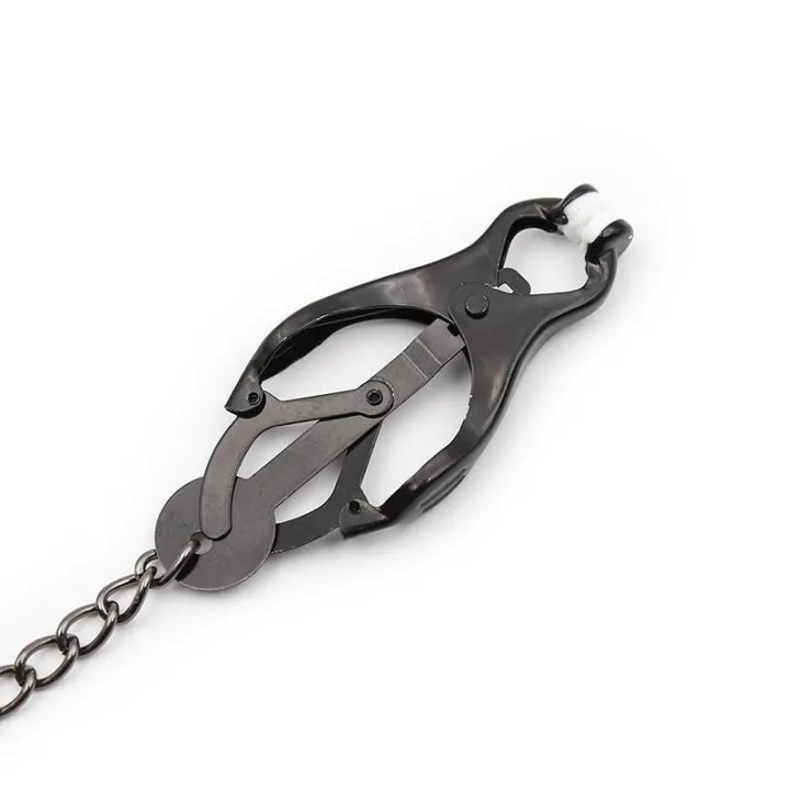 Pinzas Japonesas para Pezones con Cadena Negro de Latetobed Bdsm Line