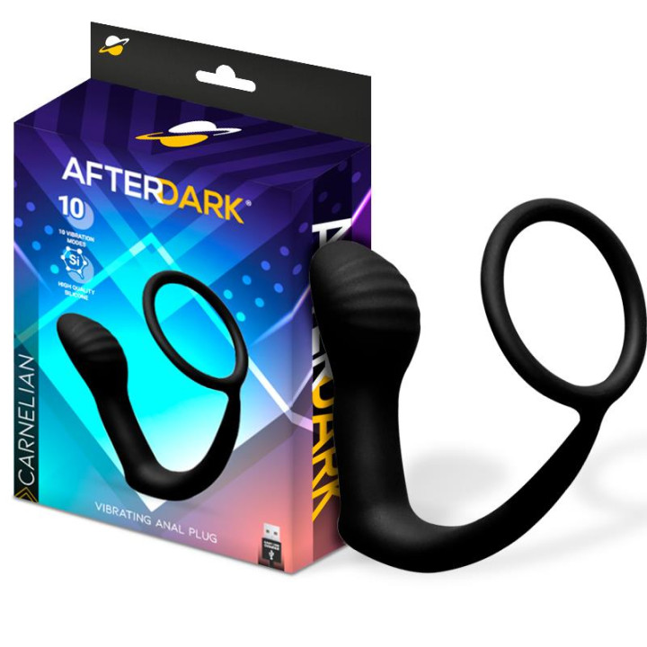 Carnelian Plug Anal con Vibración y Anillo para el Pene de Afterdark | VibraZon