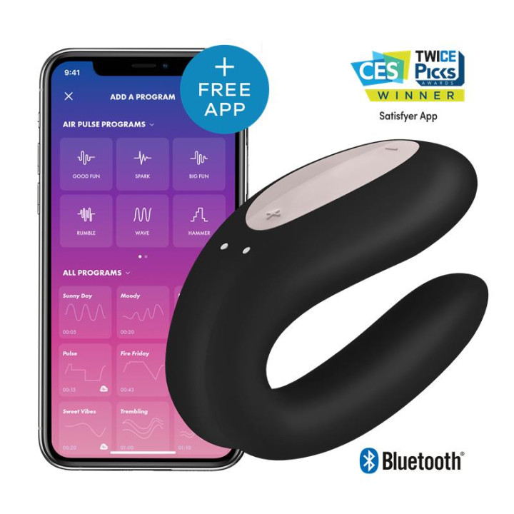 Vibrador para Parejas con APP Double Joy Negro de Satisfyer | VibraZon