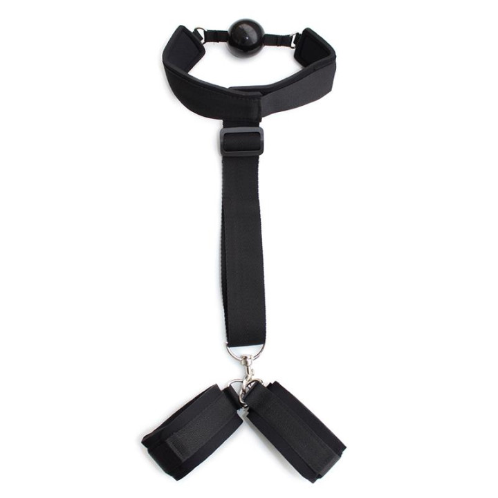 Mordaza y Esposas en Restricciones Negro de Latetobed Bdsm Line | VibraZon