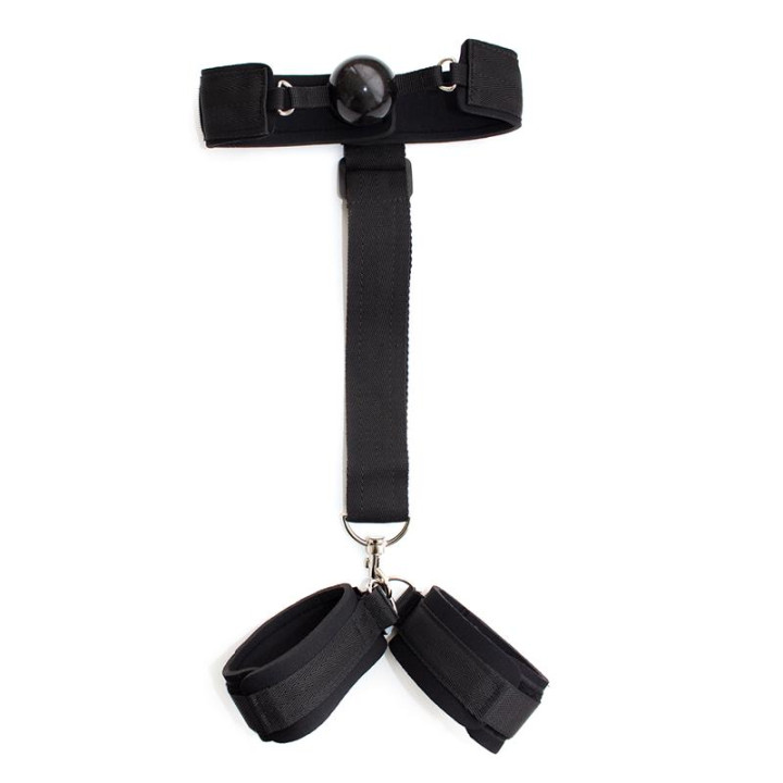Mordaza y Esposas en Restricciones Negro de Latetobed Bdsm Line | VibraZon