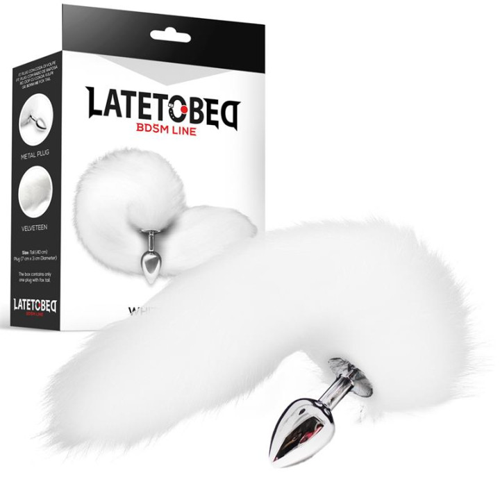Plug Anal Metal con Cola de Zorro Sedoso 40 cm Blanco de Latetobed Bdsm Line | VibraZon
