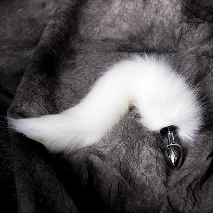 Plug Anal Metal con Cola de Zorro Sedoso 40 cm Blanco de Latetobed Bdsm Line | VibraZon