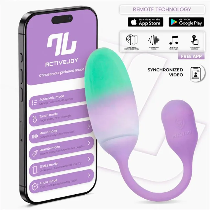 NexEgg Huevo Vibrador Silicona Doble capa con APP Lila/Pistacho de Intoyou App Series