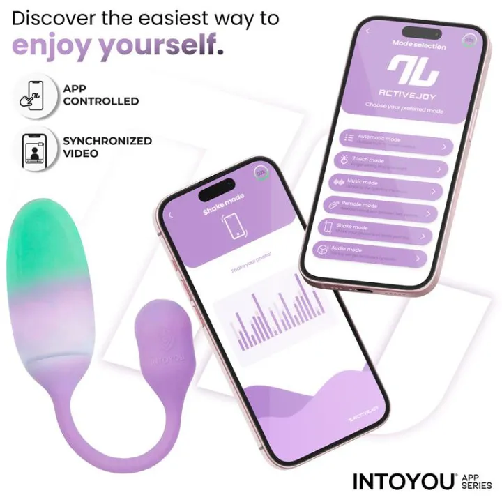 NexEgg Huevo Vibrador Silicona Doble capa con APP Lila/Pistacho de Intoyou App Series