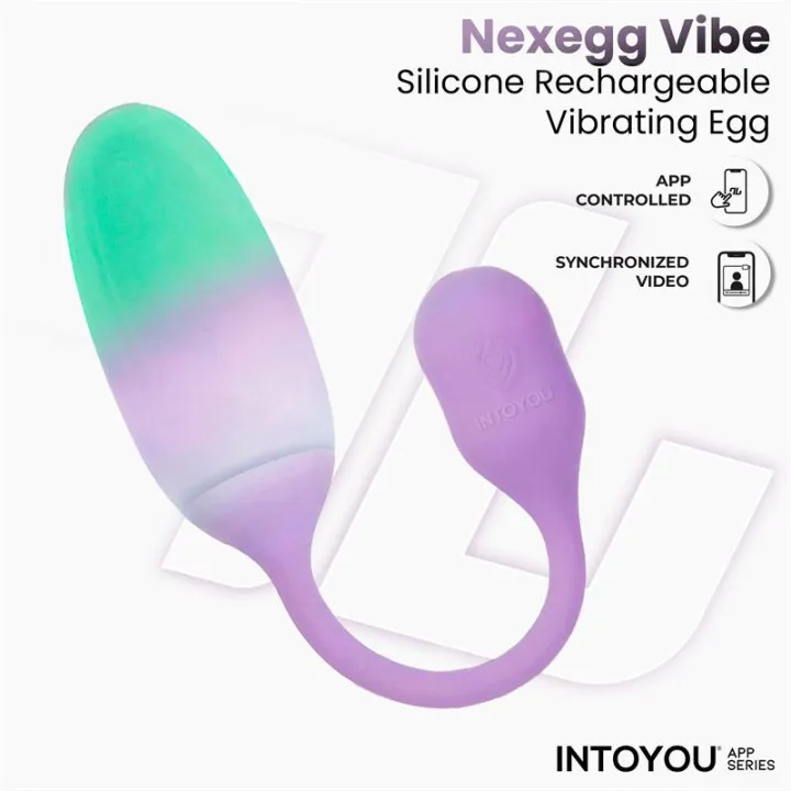 NexEgg Huevo Vibrador Silicona Doble capa con APP Lila/Pistacho de Intoyou App Series
