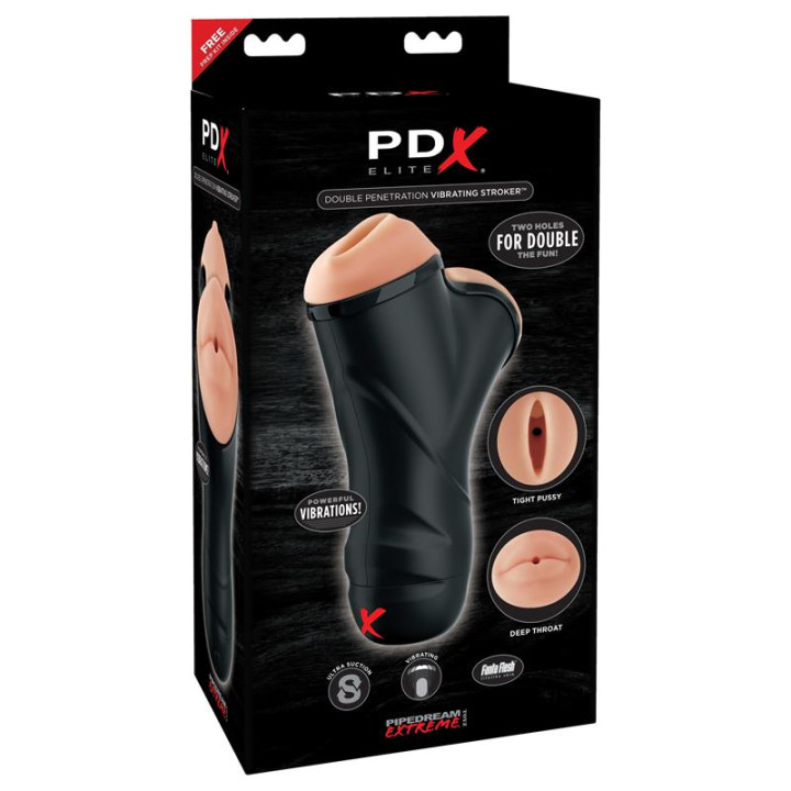 PDX Elite Masturbador de Doble Penetración Vibrador | VibraZon