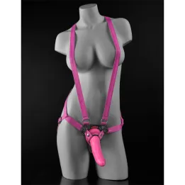 Arnés con Tirantes y Dildo 19 cm-7 Rosa de Dillio
