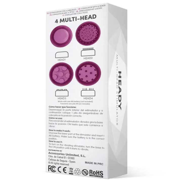 Heady Estimulador con 4 Cabezales Púrpura de Latetobed
