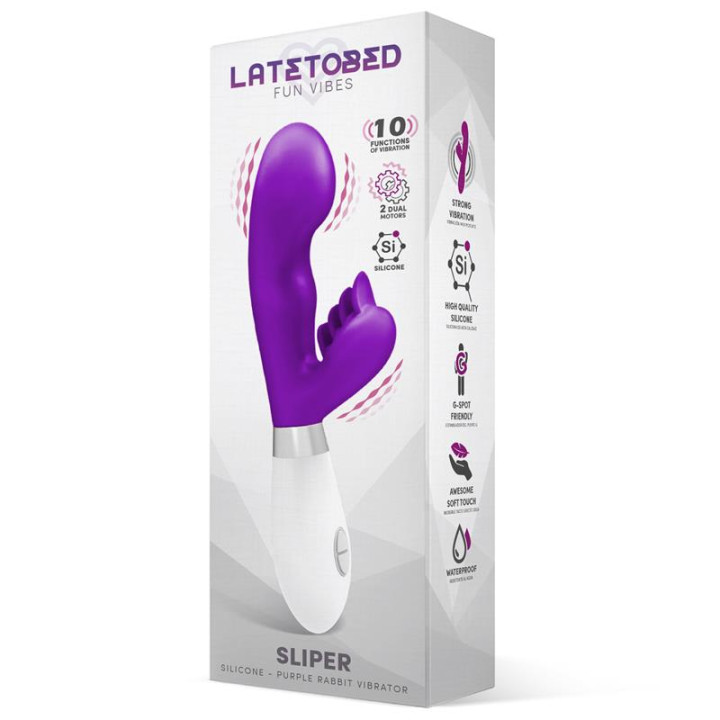 Sliper Vibrador Conejito Silicona Púrpura de Latetobed | VibraZon