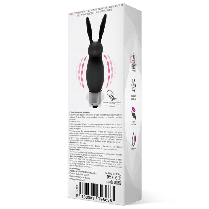 Hopye Bala Vibradora Conejito Silicona Negro de Latetobed | VibraZon
