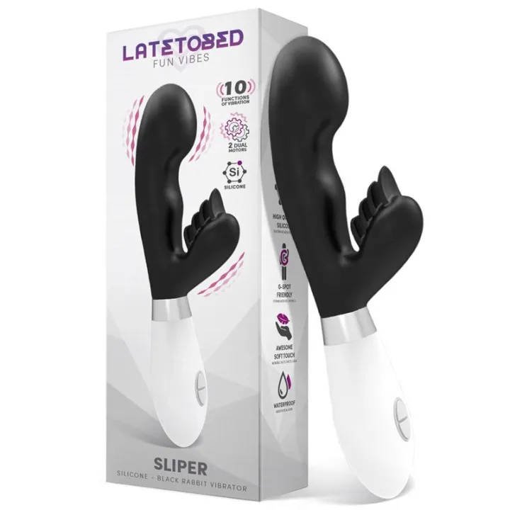 Sliper Vibrador Conejito Silicona Negro de Latetobed