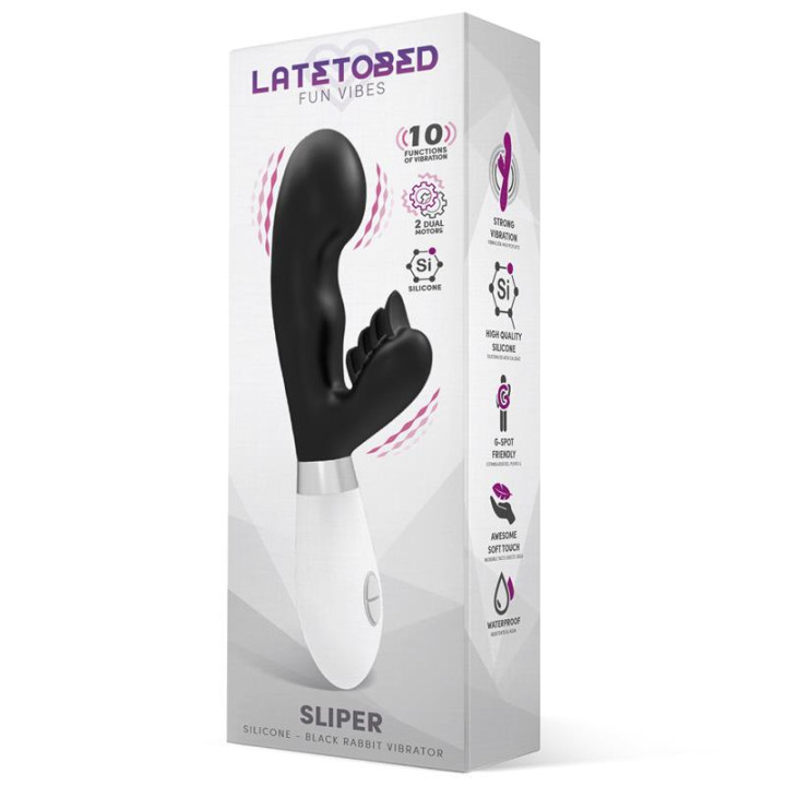 Sliper Vibrador Conejito Silicona Negro de Latetobed | VibraZon
