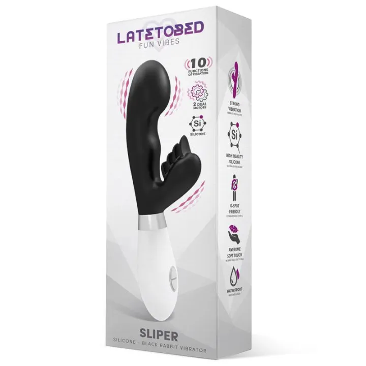 Sliper Vibrador Conejito Silicona Negro de Latetobed