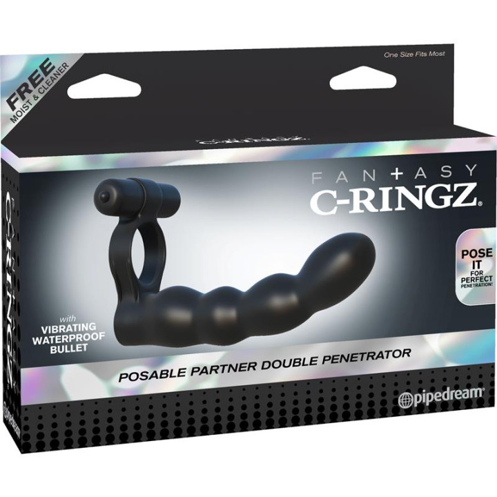 Fantasy C-Ringz Anillo Doble Penetrador Flexible Negro | VibraZon
