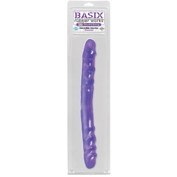 Dildo Doble 40,6 cm Púrpura de Basix Rubber Works | VibraZon
