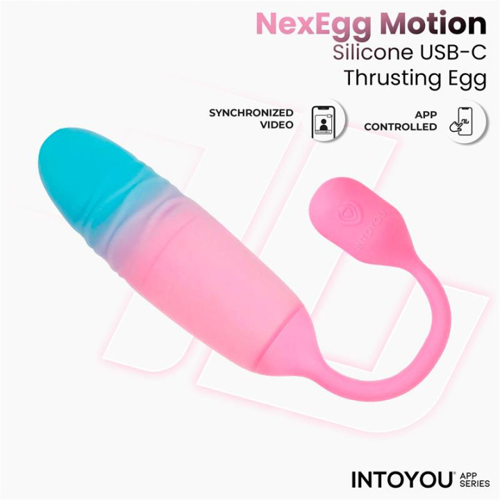 NexEgg Motion Huevo Vibrador con Thrusting APP Rosa/Turquesa de Intoyou App Series | VibraZon