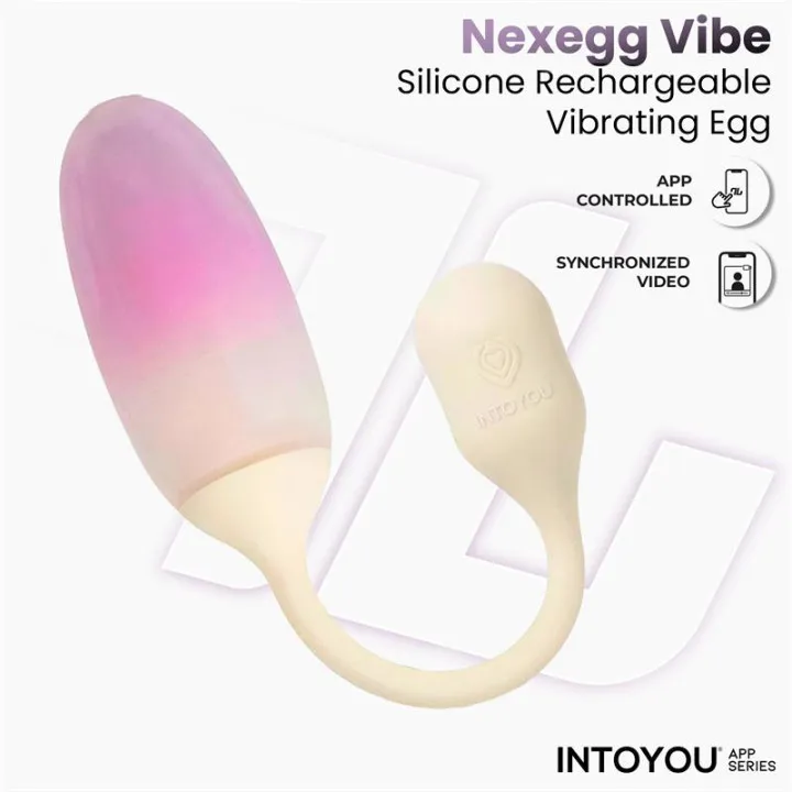 NexEgg Huevo Vibrador Silicona Doble capa APP Beige/Rosa de Intoyou App Series