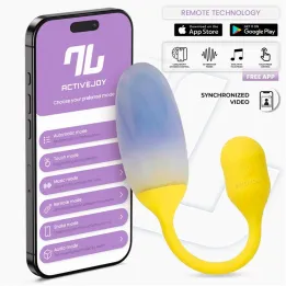 NexEgg Huevo Vibrador Doble Capa Silicona APP Amarillo/Púrpura de Intoyou App Series