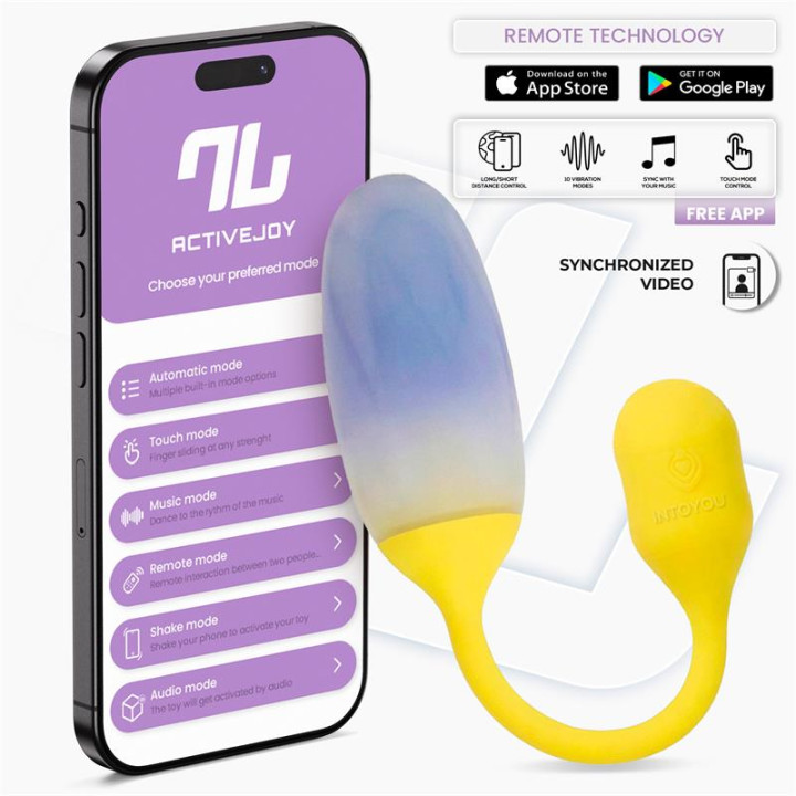 NexEgg Huevo Vibrador Doble Capa Silicona APP Amarillo/Púrpura de Intoyou App Series | VibraZon