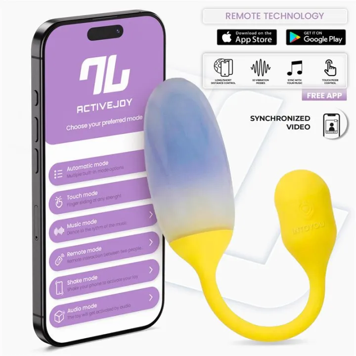 NexEgg Huevo Vibrador Doble Capa Silicona APP Amarillo/Púrpura de Intoyou App Series