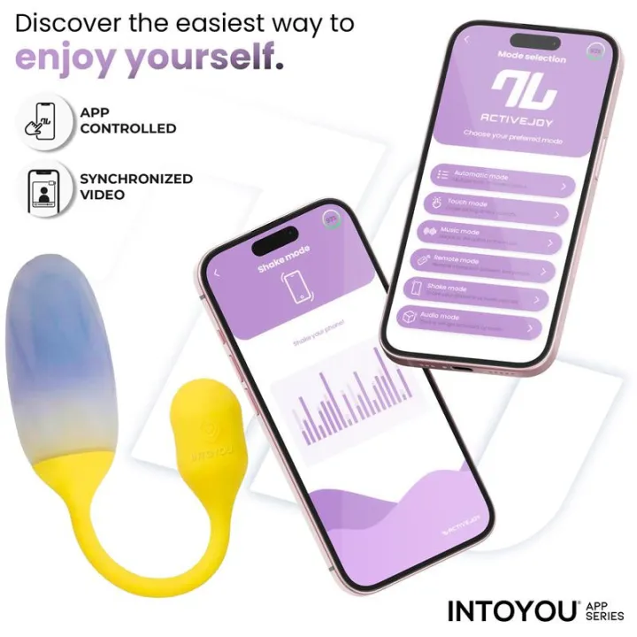 NexEgg Huevo Vibrador Doble Capa Silicona APP Amarillo/Púrpura de Intoyou App Series