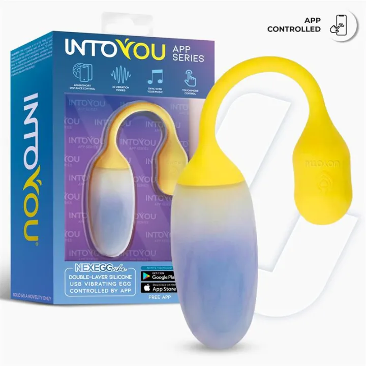 NexEgg Huevo Vibrador Doble Capa Silicona APP Amarillo/Púrpura de Intoyou App Series