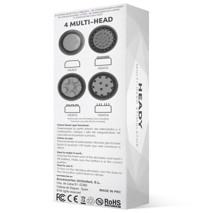 Heady Estimulador con 4 Cabezales Negro de Latetobed | VibraZon