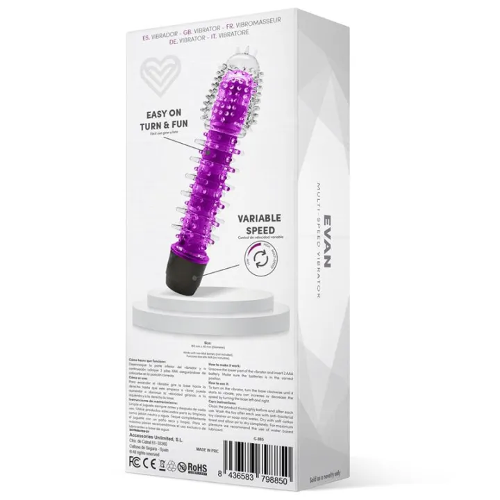 Evan Vibrador Multi Velocidad Púrpura de Latetobed