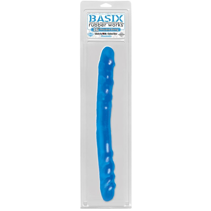 Dildo Doble 40,6 cm Azul de Basix Rubber Works | VibraZon
