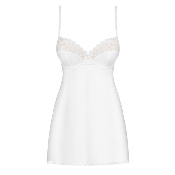 871-CHE-2 Chemise y Tanga Color Blanco de Obsessive | VibraZon