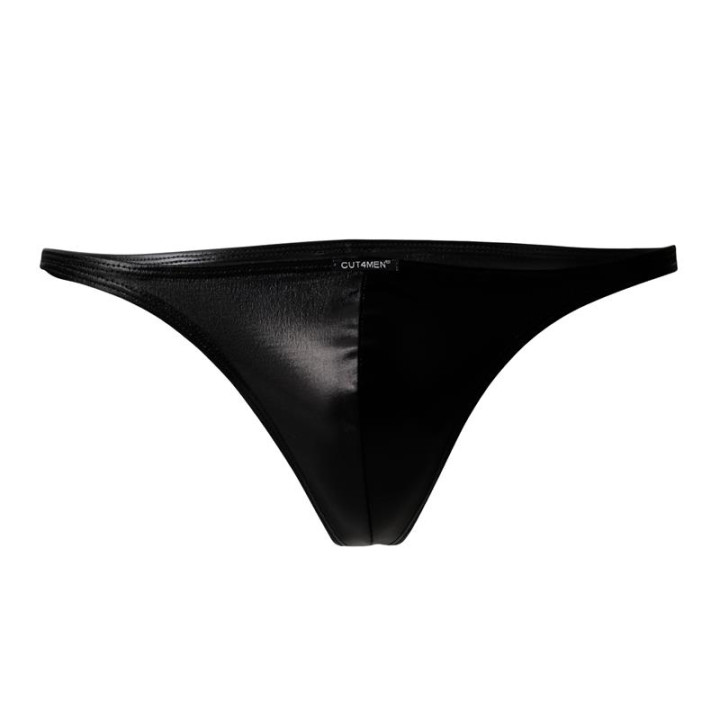 C4M11 Calzoncillo Estilo Brazilian Leatherette Negro de Cut4Men | VibraZon
