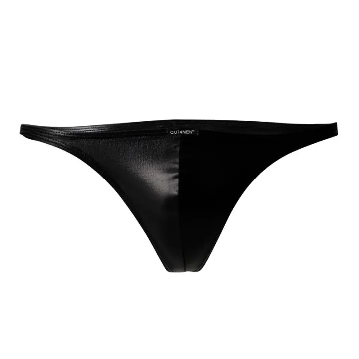 C4M11 Calzoncillo Estilo Brazilian Leatherette Negro de Cut4Men