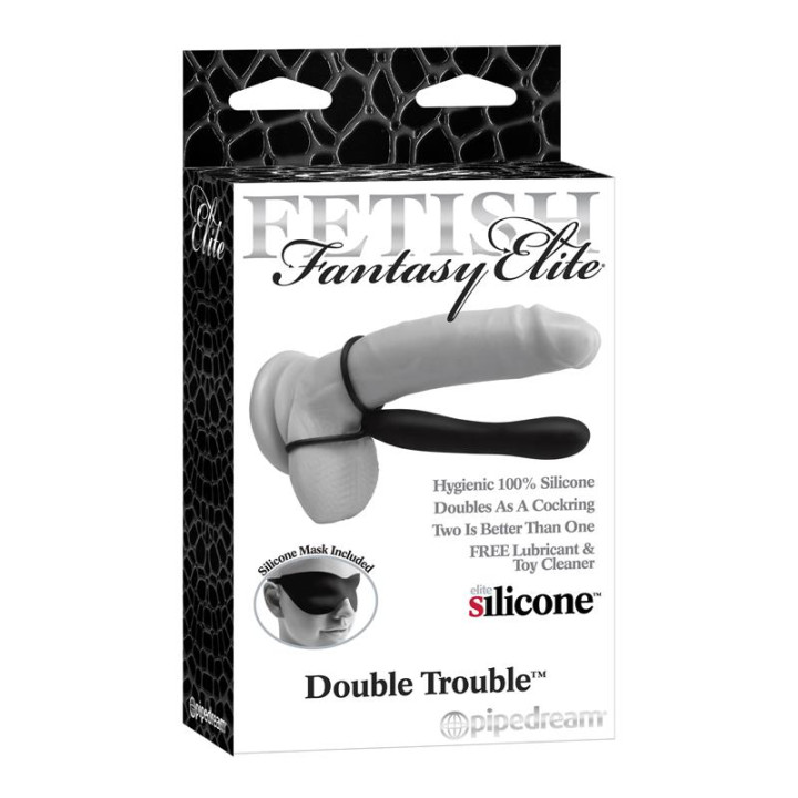 Fetish Fantasy Elite Double Trouble Dildo con Correa Negro | VibraZon