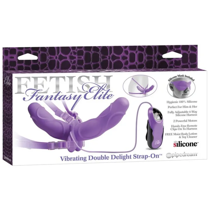 Fetish Fantasy Elite Arnés de Doble Deleite Vibrador Púrpura