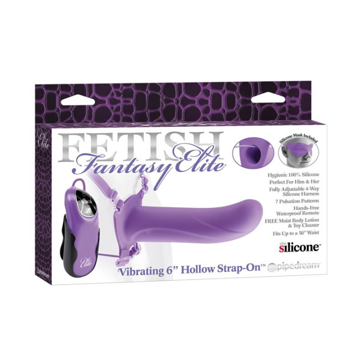 Fetish Fantasy Elite 15 cm Arnés con Dildo Hueco Vibrador Púrpura | VibraZon