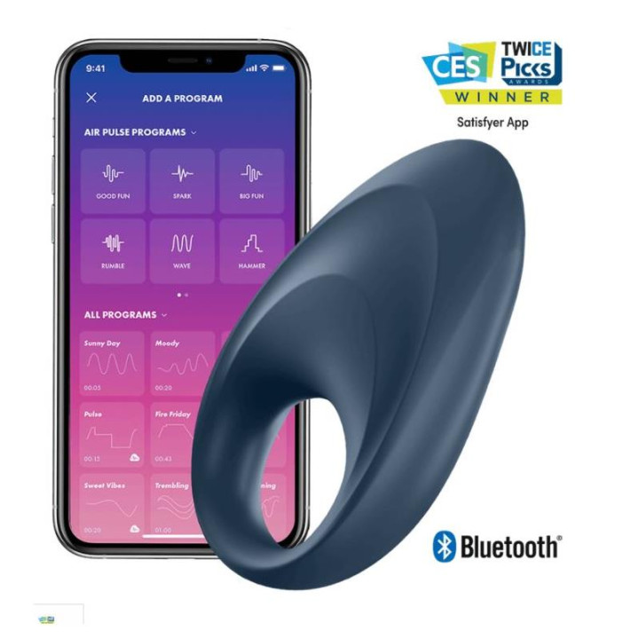 Mighty One Anillo Vibrador con APP Azul de Satisfyer | VibraZon