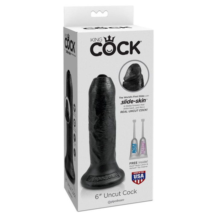 Dildo Realista con Glande Retráctil Color Negro 6 de King Cock | VibraZon