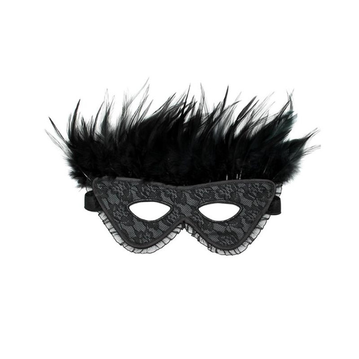 Máscara de Lujo con Plumas Negro de Bondage Play | VibraZon