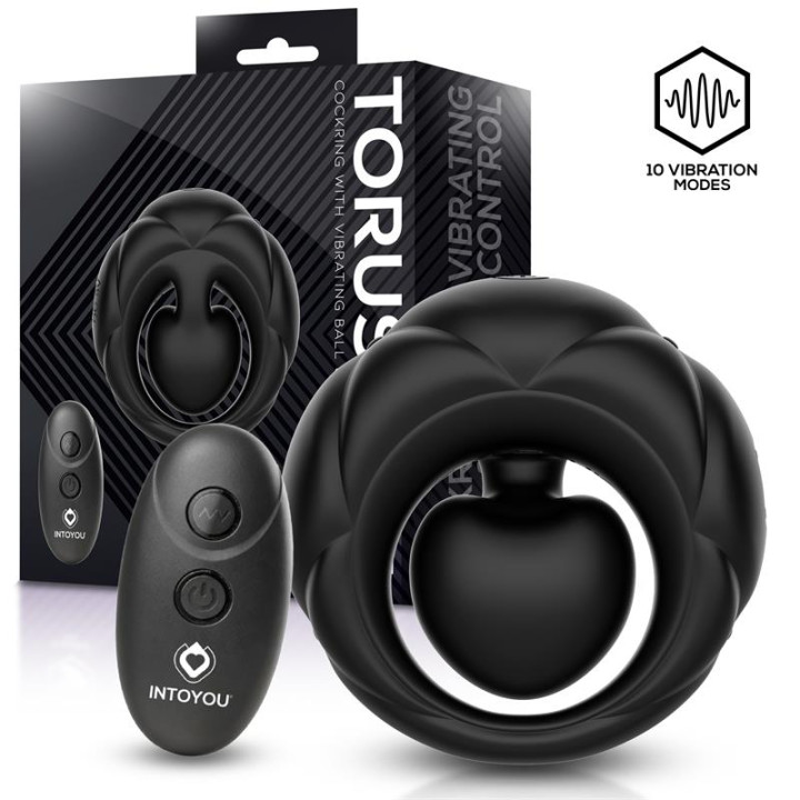 Torus Anillo Vibrador con Bola Clitoriana con Control Remoto USB de Intoyou | VibraZon