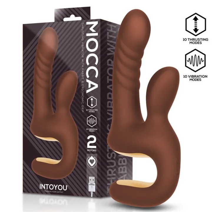 Mocca Vibrador con Thrusting y Mango Ergonómico USB de Intoyou