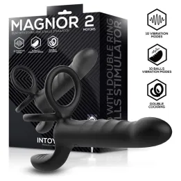 Magnor Dildo con Anillo Doble y Estimulador de Testículos de Intoyou