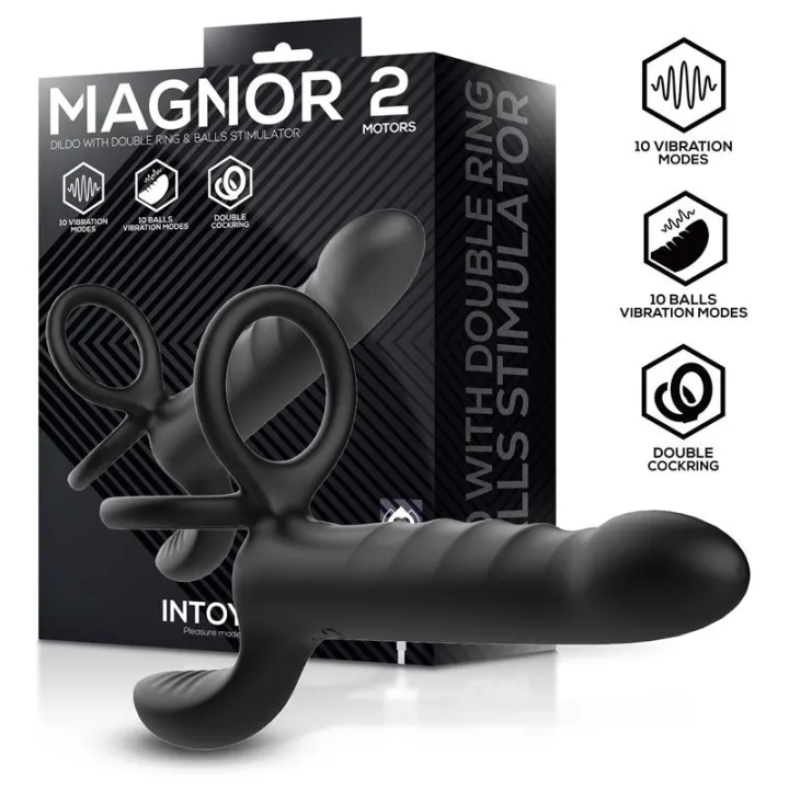 Magnor Dildo con Anillo Doble y Estimulador de Testículos de Intoyou